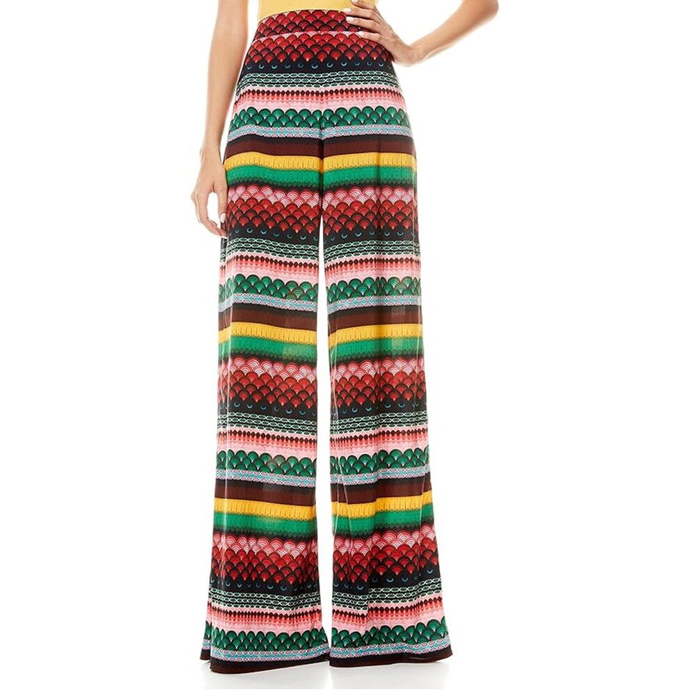 NWT Alice + Olivia Multi Athena High Waisted Geo Wide Leg Pants Size 6